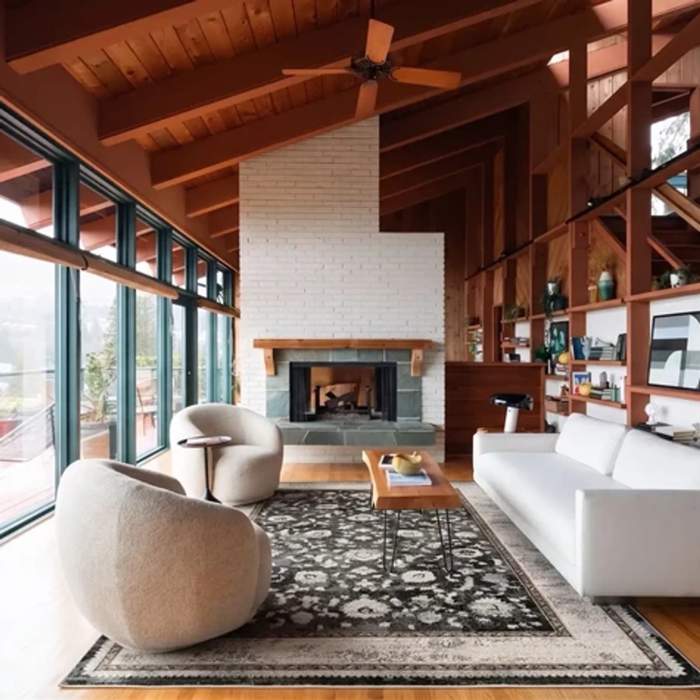 Living room and fireplace